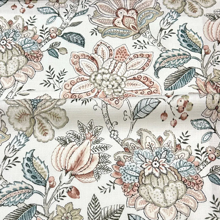 Rosette Beige Ecru Floral 100% Cotton Fabric