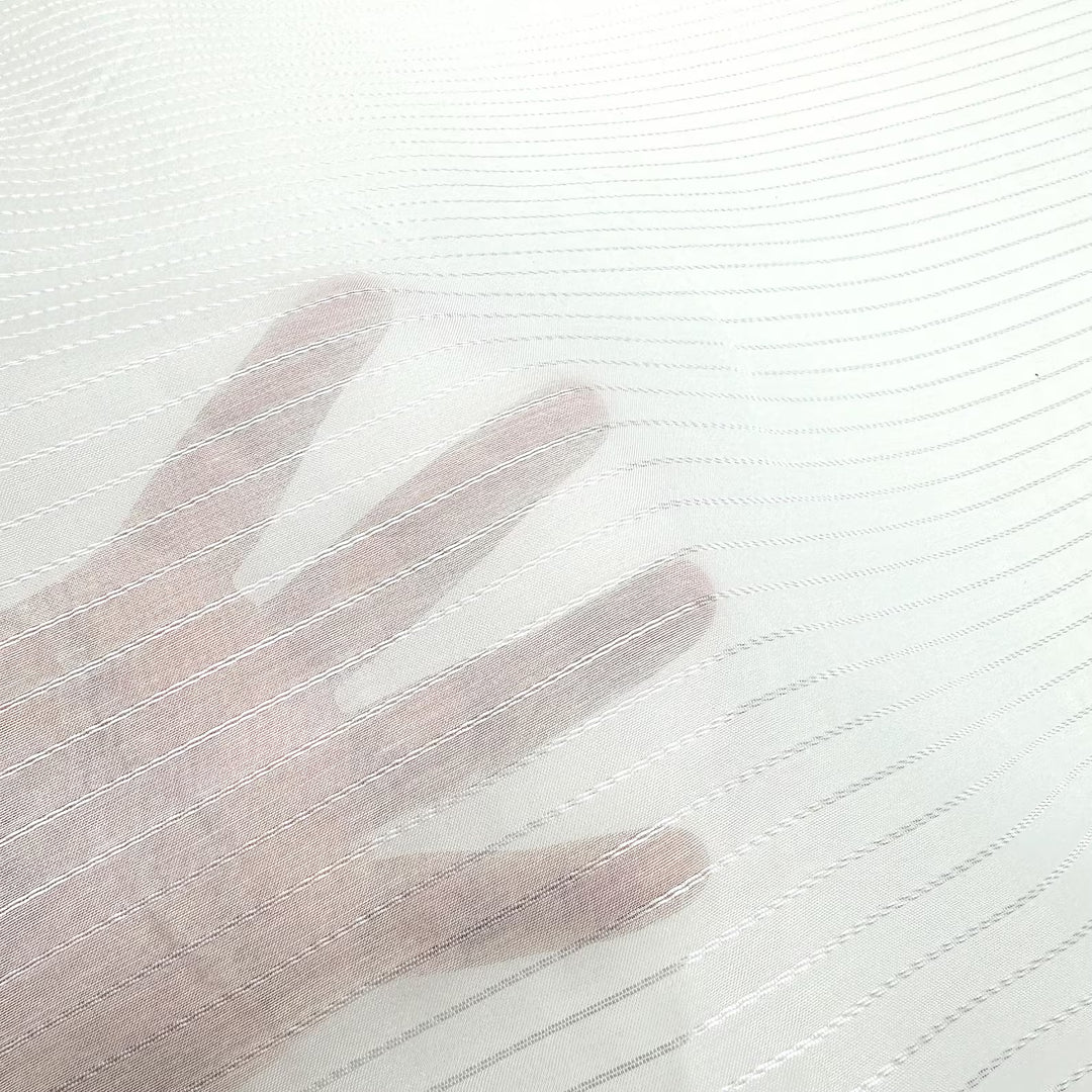 3 YARDS / Striped Ivory Crushed Sheer Voile Fabric