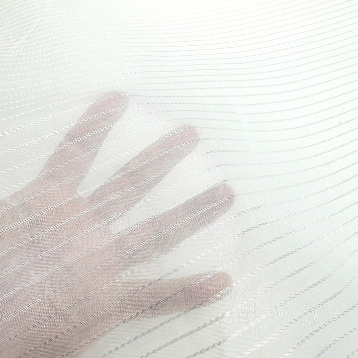 3 YARDS / Striped Ivory Crushed Sheer Voile Fabric