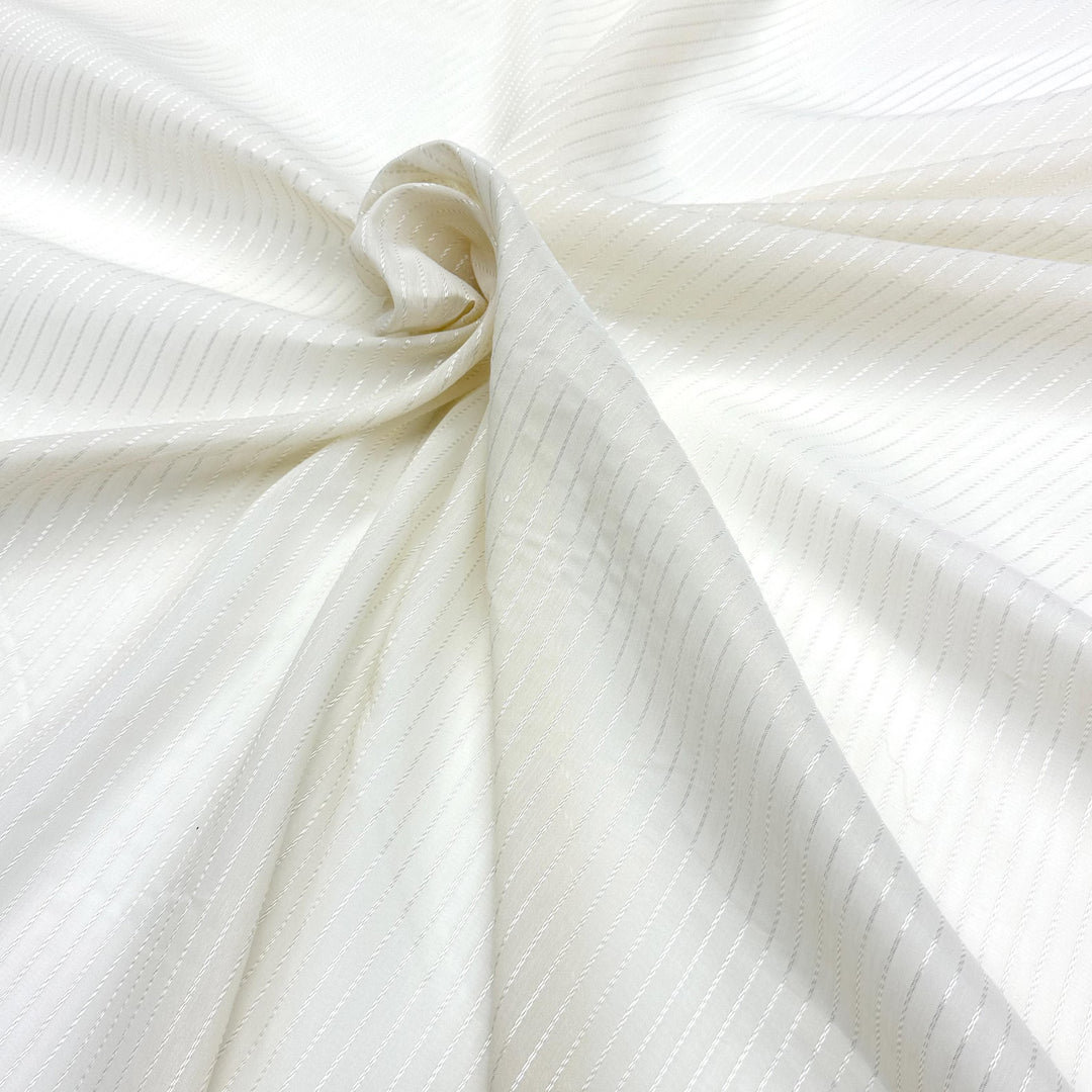 3 YARDS / Striped Ivory Crushed Sheer Voile Fabric