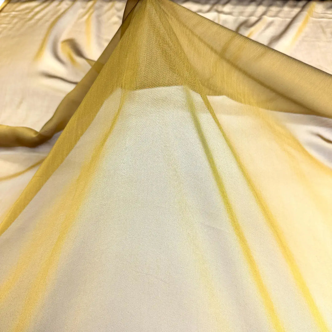 Gray Gold Yellow Iridescent Chiffon Sheer Fabric