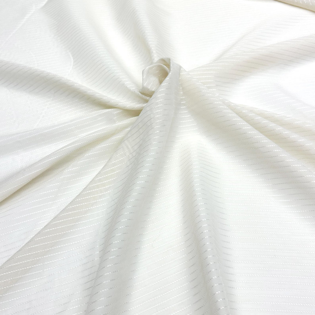 3 YARDS / Striped Ivory Crushed Sheer Voile Fabric