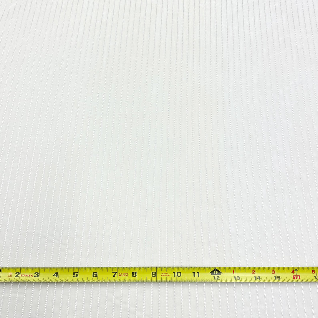 3 YARDS / Striped Ivory Crushed Sheer Voile Fabric