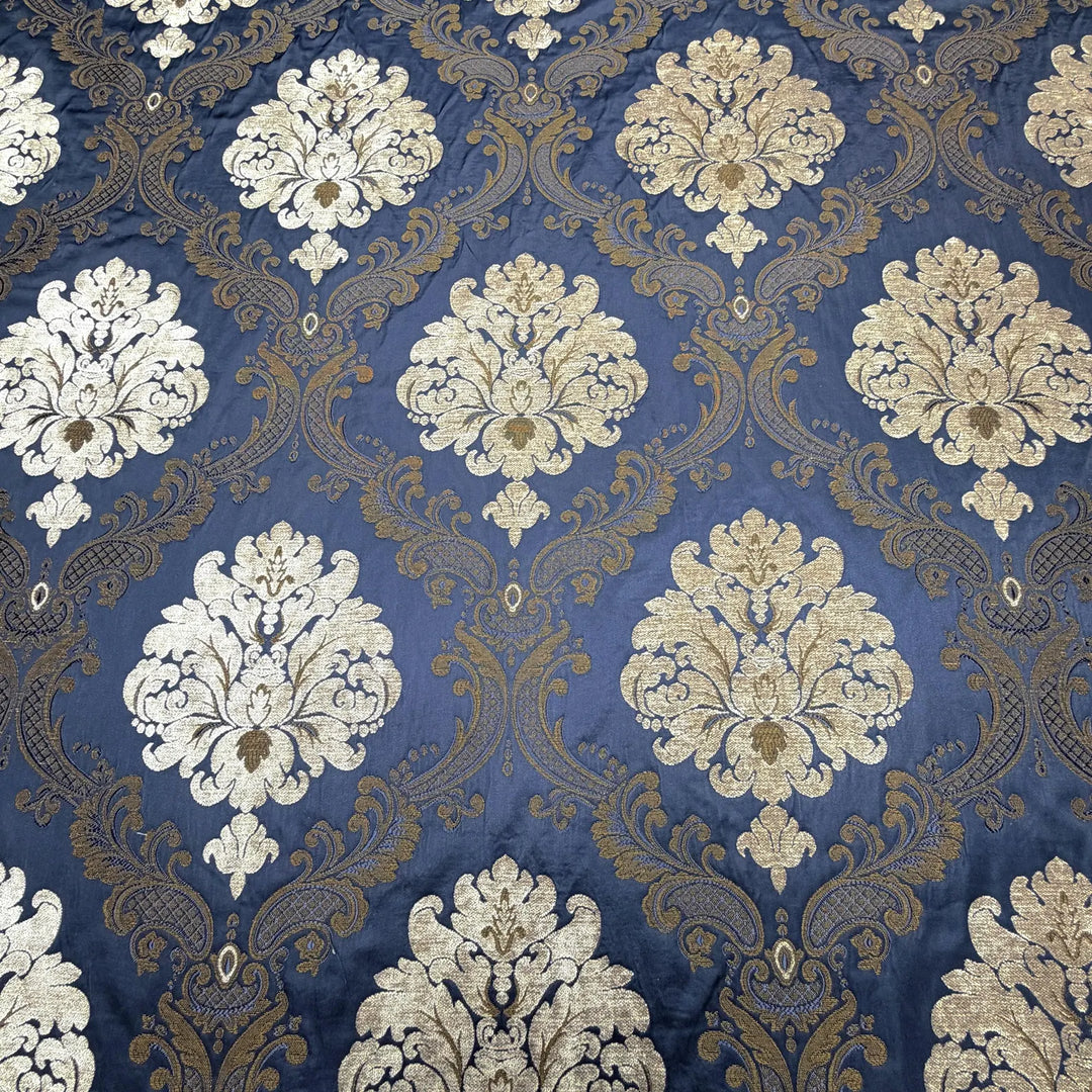 Labelle Damask Brocade Jacquard Dark Blue Fabric