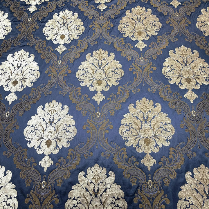 Labelle Damask Brocade Jacquard Dark Blue Fabric