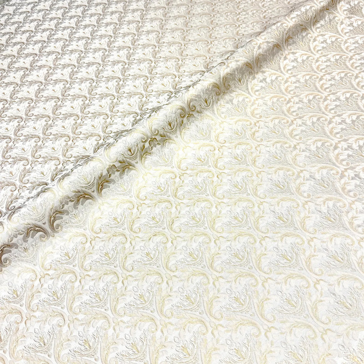 110" Wide CATERINA Ivory Light Gold Damask Brocade Jacquard Fabric