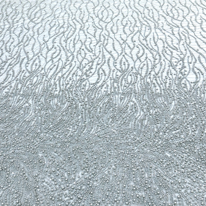 5 YARDS / Alexander Grey All Over Beaded Geometric Sequin Dress Mesh Lace Fabric