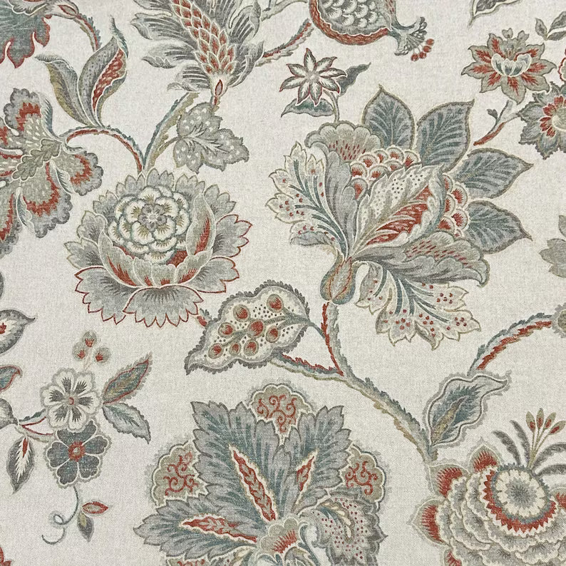 Adelina Flower Porcelain Cotton Linen Fabric