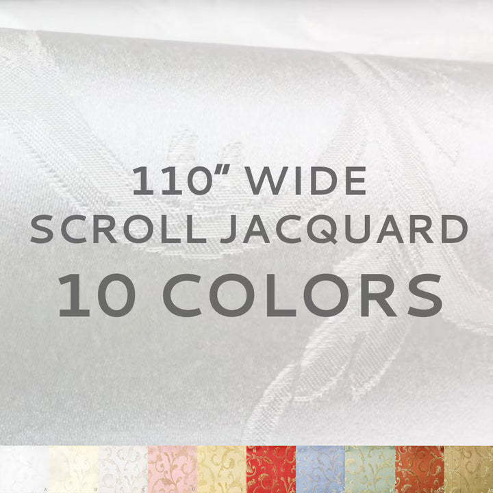 110" Wide SCROLL Floral Soft Sheen Jacquard Fabric | 10 Colors