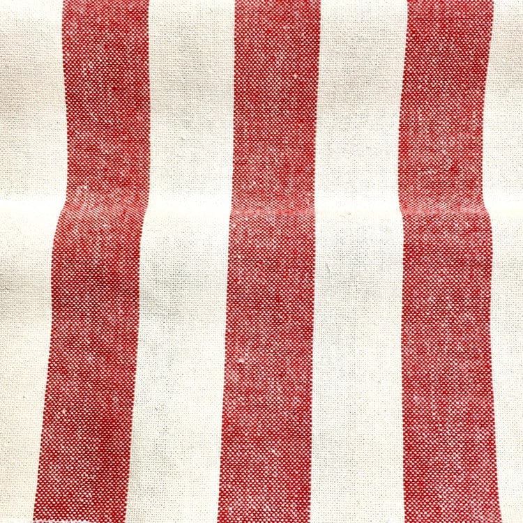 Waterford Pure 100% 1 Inch Stripe Cotton, 280 gsm / Red stripe on cream / Drapery, Curtain, Upholstery, Costume, Apparel /Fabric by the Yard