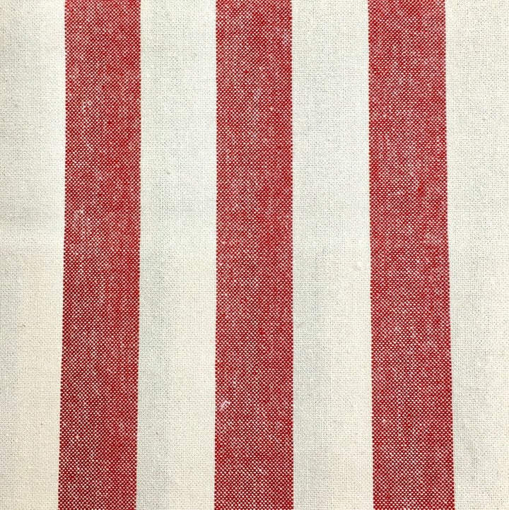 Waterford Pure 100% 1 Inch Stripe Cotton, 280 gsm / Red stripe on cream / Drapery, Curtain, Upholstery, Costume, Apparel /Fabric by the Yard