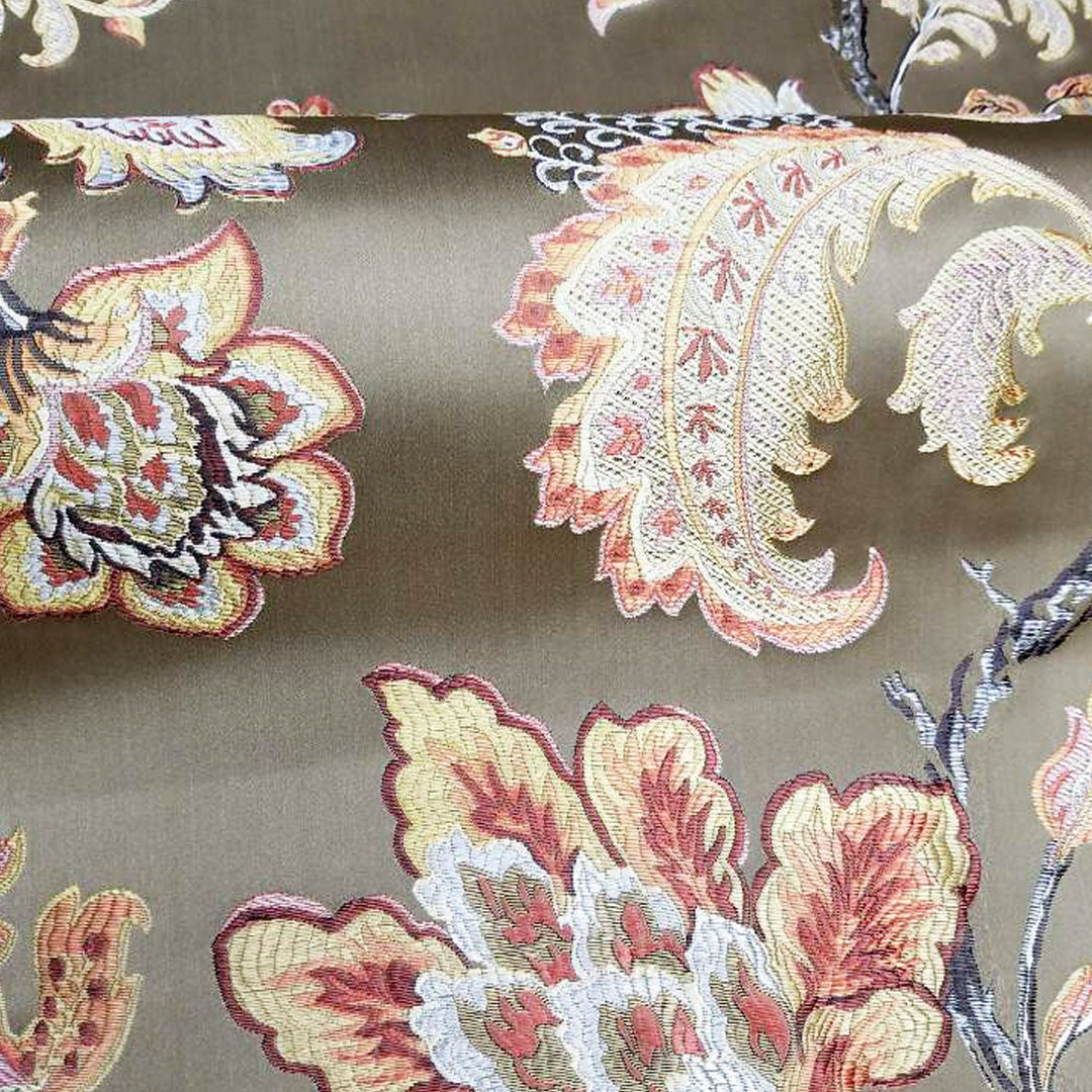 SULABAL Luxury Sage Gold Brown Floral Jacquard Brocade Fabric/Drapery, Curtain, Upholstery, Decor, Costume/Fabric by the Yard