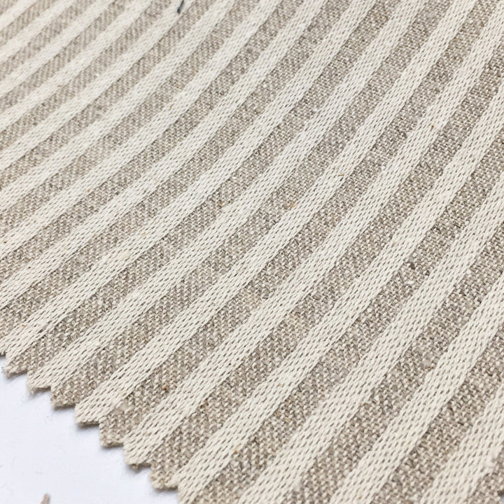 SAV II Pure 100% Beige Ivory Stripe Linen, 230 gsm / Drapery, Curtain, Upholstery, Costume, Apparel / Fabric by the Yard