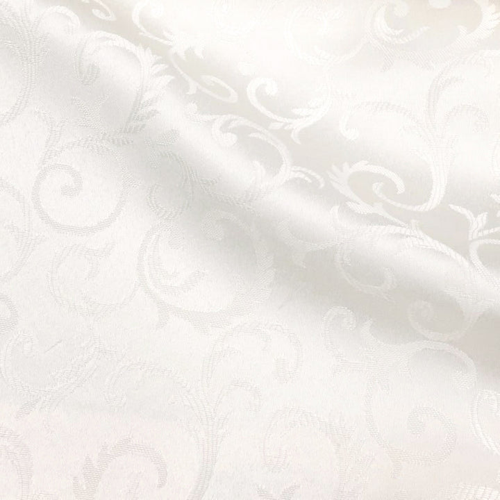 Light Ivory Small Floral Flower Scroll Jacquard Fabric
