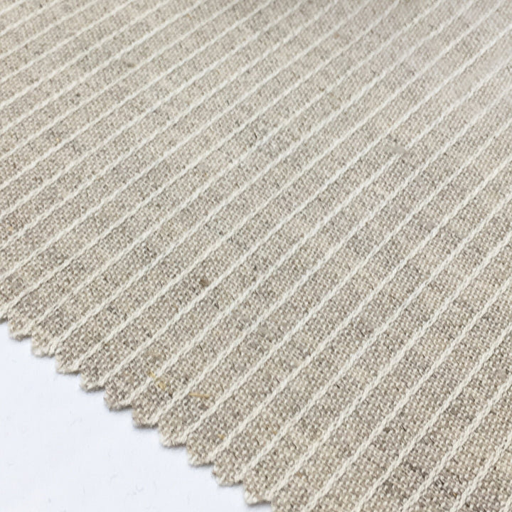 SAV I Pure 100% Beige Ivory Stripe Linen, 230 gsm / Drapery, Curtain, Upholstery, Costume, Apparel / Fabric by the Yard