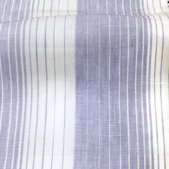 BENCE Pure 100% linen fabric Wide Stripe / Lavender Purple White / Drapery, Curtain, Upholstery, Apparel /Fabric by the Yard