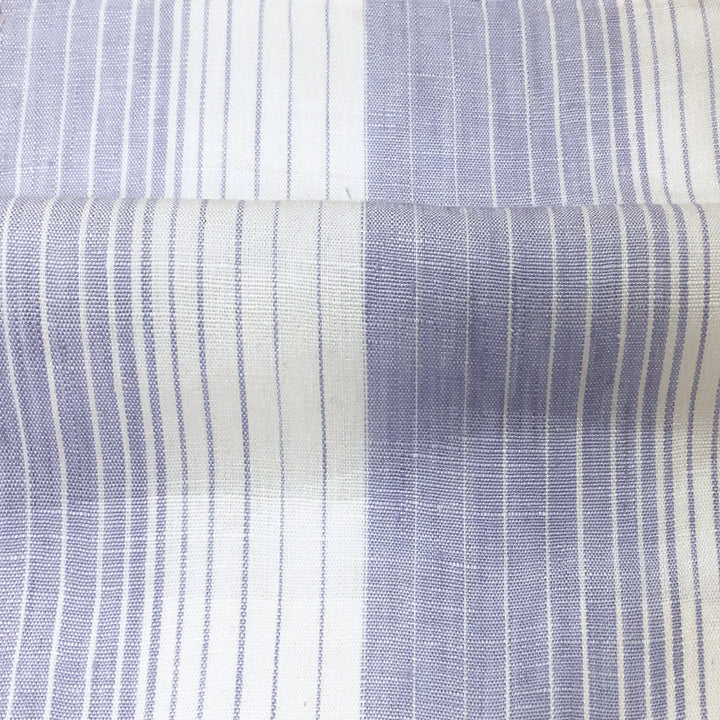 BENCE Pure 100% linen fabric Wide Stripe / Lavender Purple White / Drapery, Curtain, Upholstery, Apparel /Fabric by the Yard