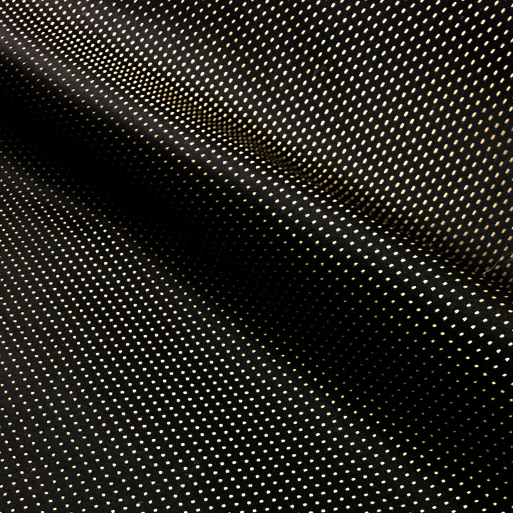 Gold Dots Black Ground Soft Sheen Jacquard Fabric
