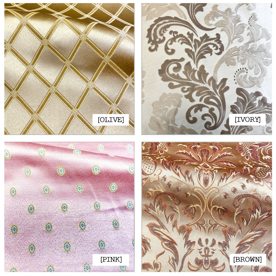 Jacquard Fabric/Drapery, Upholstery, Pillow, Costume/ Ivory, Pink, Olive, Gold, Brown/ Fabric By the Yard/4 Colors