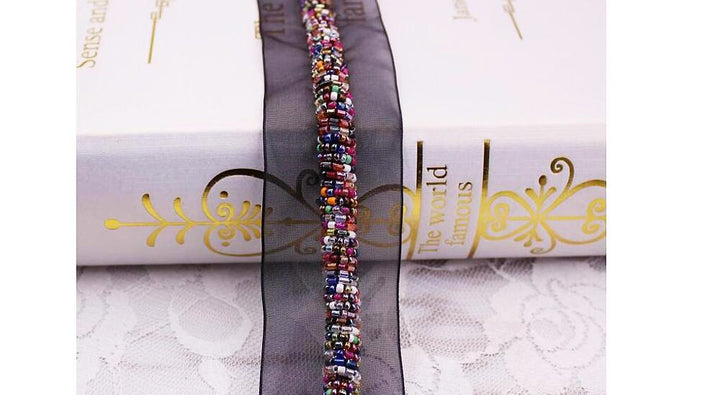 2 COLORS / 1/4" Metallic Gray Multi Color Beaded Lip Cord / Drapery, Upholstery, Pillows, Home Decor / By The Bolt