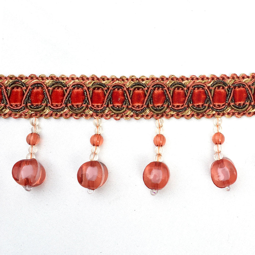 Martina 2" Crimson Red Beaded Tassel Fringe Trim / Drapery, Upholstery, Crafts, Home Decor / By The Yard