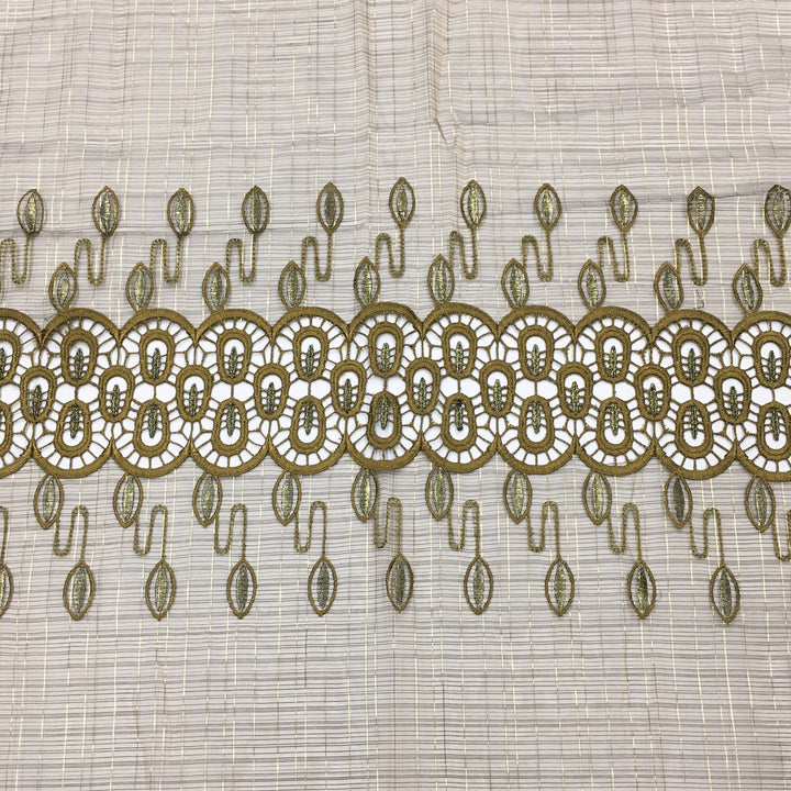 Olive Green Color Embroidery Soft Sheen Sheer Lace / Fabric by the Yard