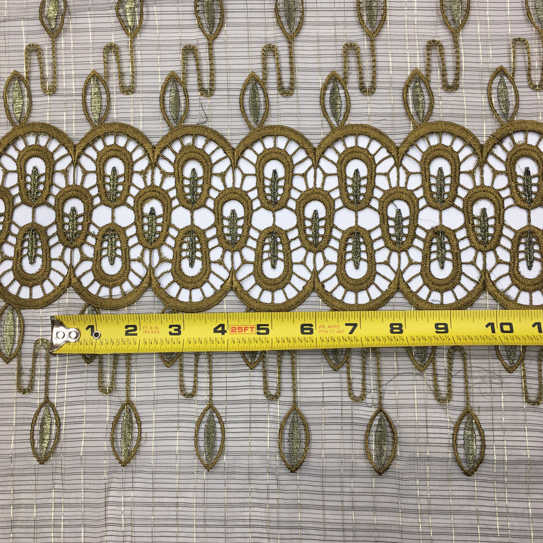 Olive Green Color Embroidery Soft Sheen Sheer Lace / Fabric by the Yard