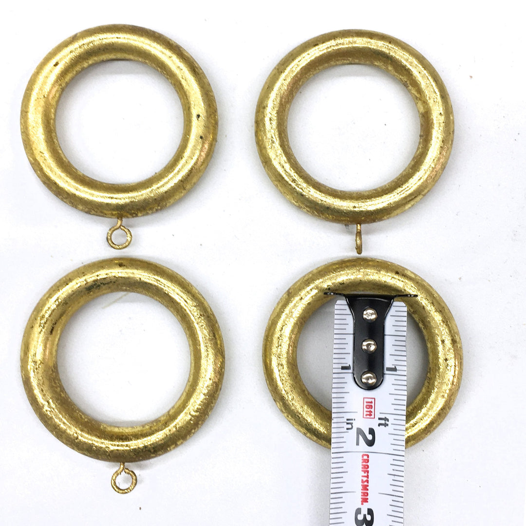 5PC / For 1  3/8 Inch Rod / Drapery Bright Gilded Gold Wood Ring for 1 3/8" Rod/ Drapery Curtain Hardware