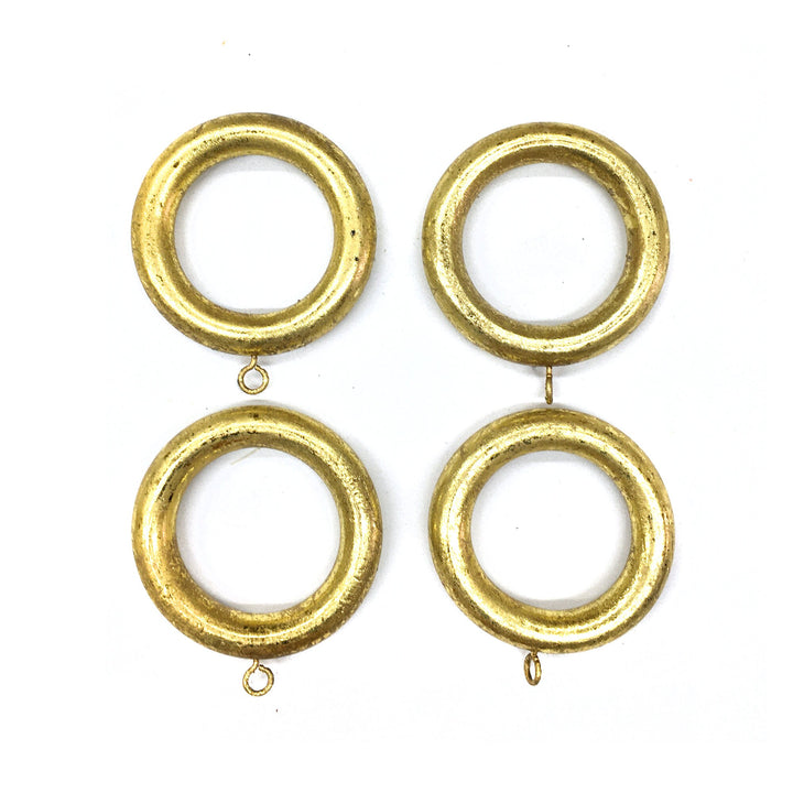 5PC / For 1  3/8 Inch Rod / Drapery Bright Gilded Gold Wood Ring for 1 3/8" Rod/ Drapery Curtain Hardware