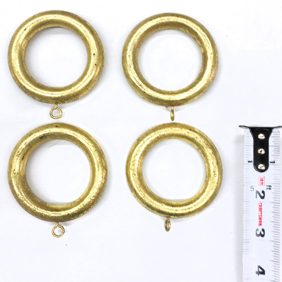 5PC / For 1  3/8 Inch Rod / Drapery Bright Gilded Gold Wood Ring for 1 3/8" Rod/ Drapery Curtain Hardware