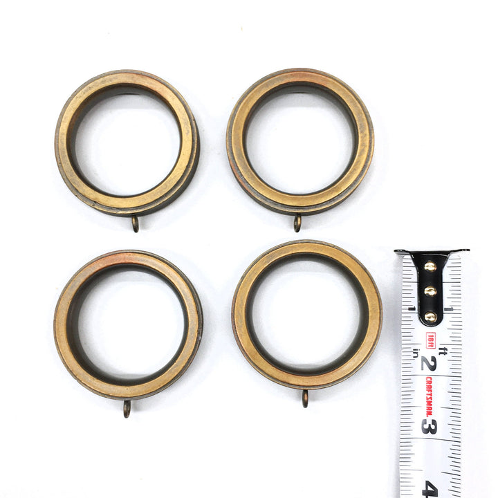 5PC / For 1  3/8 Inch Rod / Drapery Muted Brown Gold Flat Wood Ring for 1 3/8" Rod / Drapery Curtain Hardware