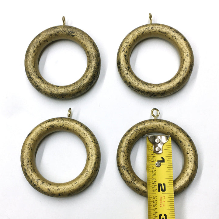 7PC / For 1  3/8 Inch Rod / Drapery Wood Rod Pole Ring for 1 3/8" Pole / Drapery Curtain Hardware / Rustic Gold Hint of Olive Green