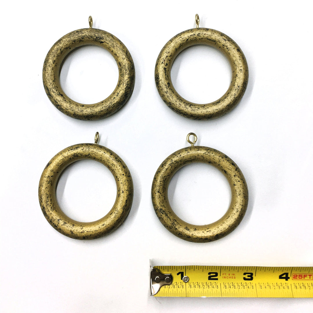 7PC / For 1  3/8 Inch Rod / Drapery Wood Rod Pole Ring for 1 3/8" Pole / Drapery Curtain Hardware / Rustic Gold Hint of Olive Green