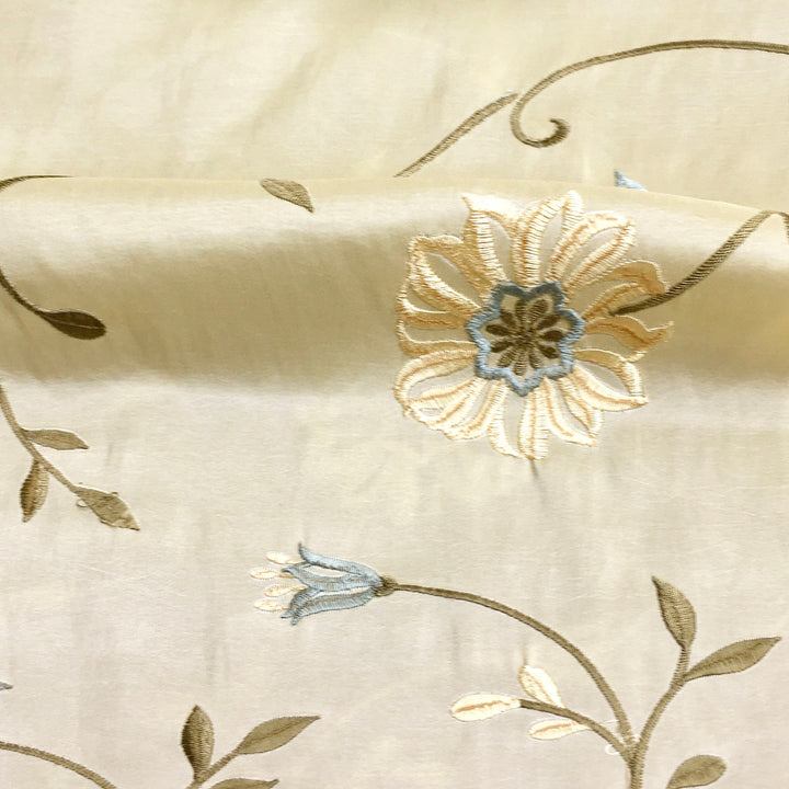 5 COLORS / Iridescent Faux Taffeta Silk Floral Embroidery Fabric / Drapery, Curtain, Upholstery, Pillow, Costume/ Fabric by the yard