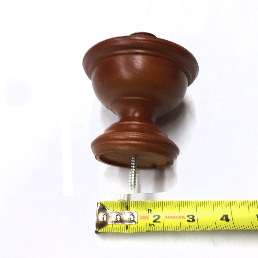 PAIR / For 2 inch Rod / Drapery Wood Finial for 2" Rod Chaucer Pole Adaptor Plug / Drapery Curtain Hardware / Walnut Oak Color