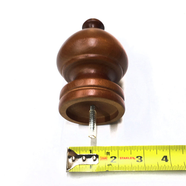 PAIR / For 2 inch Rod / Drapery Wood Finial for 2" Sherwood Pole Adaptor Plug / Drapery Curtain Hardware / Walnut Oak Color