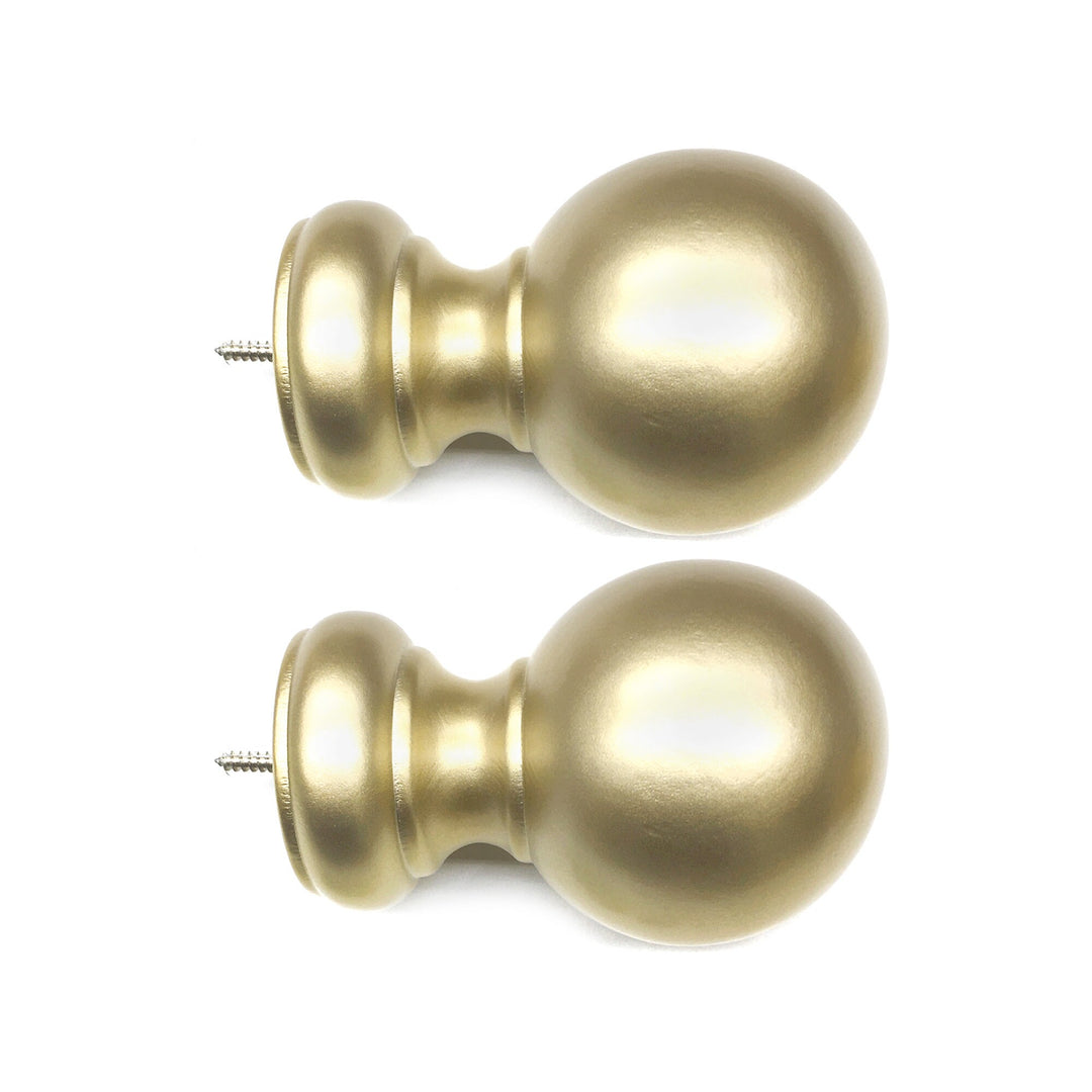 PAIR / For 2 inch Rod / Drapery Wood Finial for 2" Gold Ball Pole Adaptor Plug / Drapery Curtain Hardware / Bright Gold Color