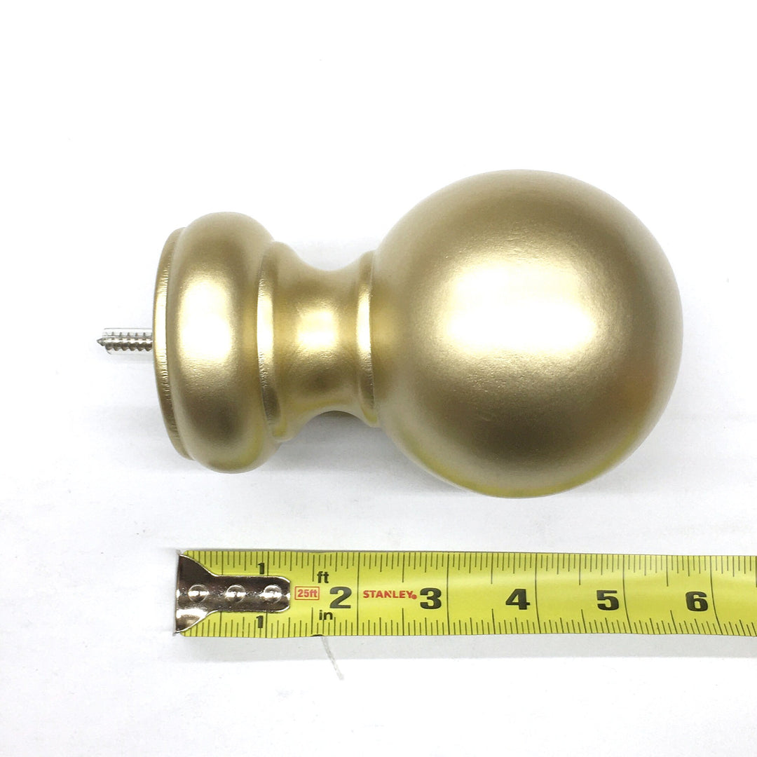 PAIR / For 2 inch Rod / Drapery Wood Finial for 2" Gold Ball Pole Adaptor Plug / Drapery Curtain Hardware / Bright Gold Color