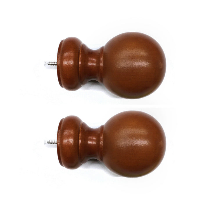 PAIR / For 1  3/8 inch Rod / Drapery Wood Finial for 1  3/8" Ball Pole Adaptor Plug / Drapery Curtain Hardware / Walnut Oak Color