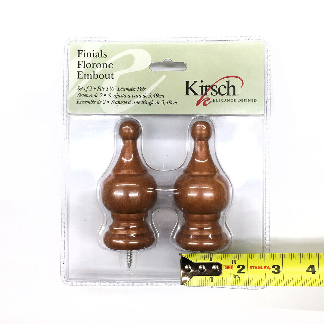 PAIR / For 1  3/8 inch Rod / Drapery Wood Finial for 1  3/8" Pole Adaptor Plug
