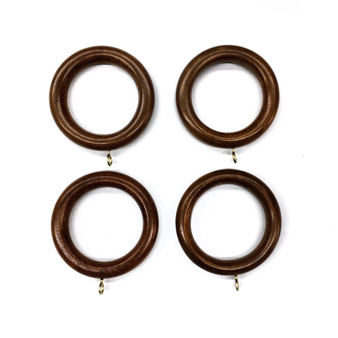 7 PC / For 1  3/8 Inch Rod / Wood Rod Pole Ring for 1 3/8" Inch Rod / Drapery Curtain Hardware / Dark Brown