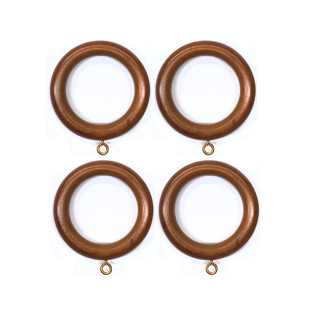 PAIR / 1  3/8 inch Rod / Wood Rod Pole Ring for 1 3/8" Inch Rod / Drapery Curtain Hardware / WALNUT COLOR