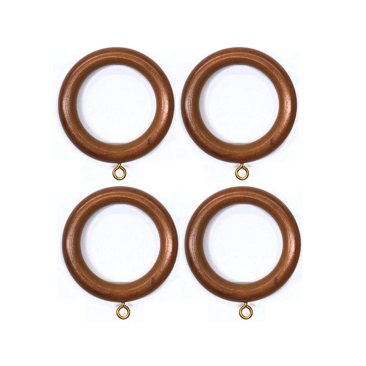 PAIR / 1  3/8 inch Rod / Wood Rod Pole Ring for 1 3/8" Inch Rod / Drapery Curtain Hardware / WALNUT COLOR