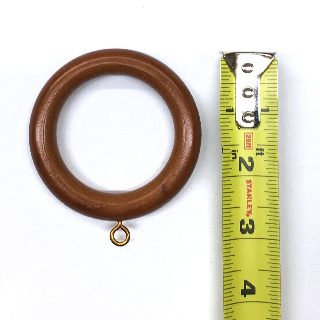 PAIR / 1  3/8 inch Rod / Wood Rod Pole Ring for 1 3/8" Inch Rod / Drapery Curtain Hardware / WALNUT COLOR