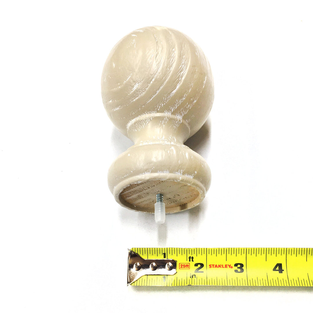 PAIR / For 2 inch Rod / Drapery Wood Finial for 2" Lacey Pole Adaptor Plug / Drapery Curtain Hardware / Taupe Beige Color