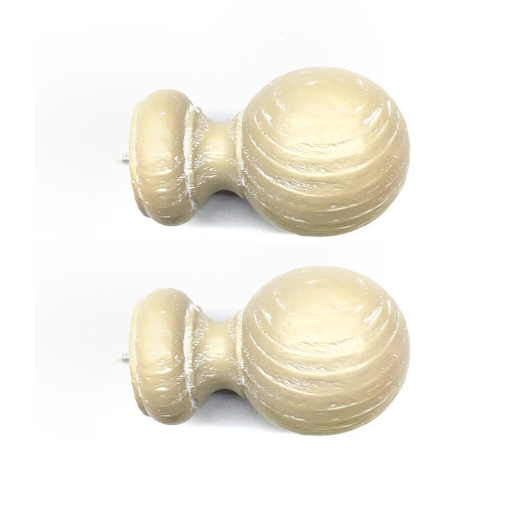 PAIR / For 2 inch Rod / Drapery Wood Finial for 2" Lacey Pole Adaptor Plug / Drapery Curtain Hardware / Taupe Beige Color