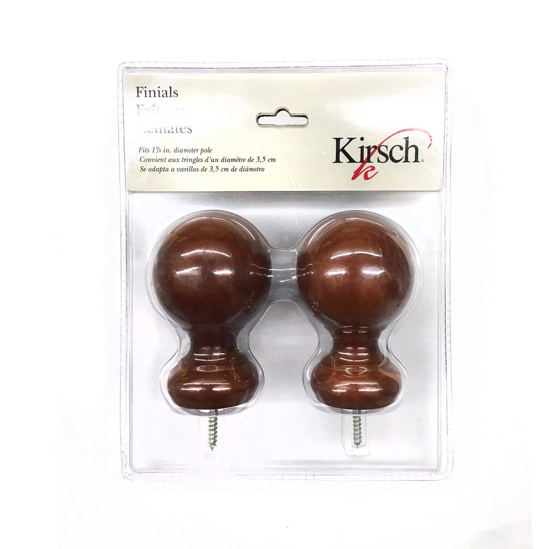 PAIR / For 1  3/8 inch Rod / Drapery Wood Finial for 1  3/8" Ball Pole Adaptor Plug / Drapery Curtain Hardware / Walnut Oak Color