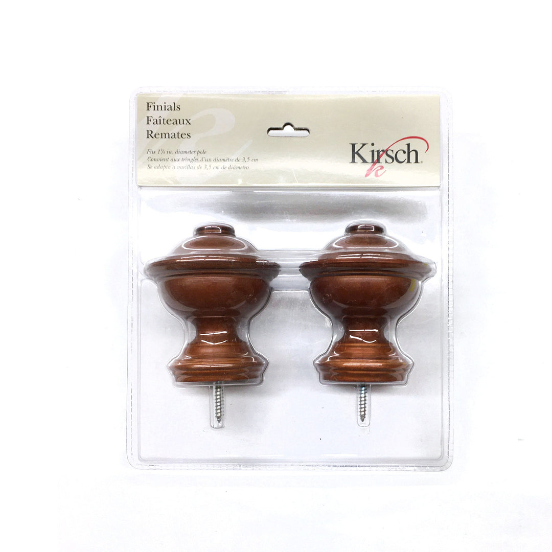 PAIR / For 1  3/8 inch Rod / Drapery Wood Finial for 1  3/8" Chaucer Pole Adaptor Plug / Drapery Curtain Hardware / Walnut Oak Color