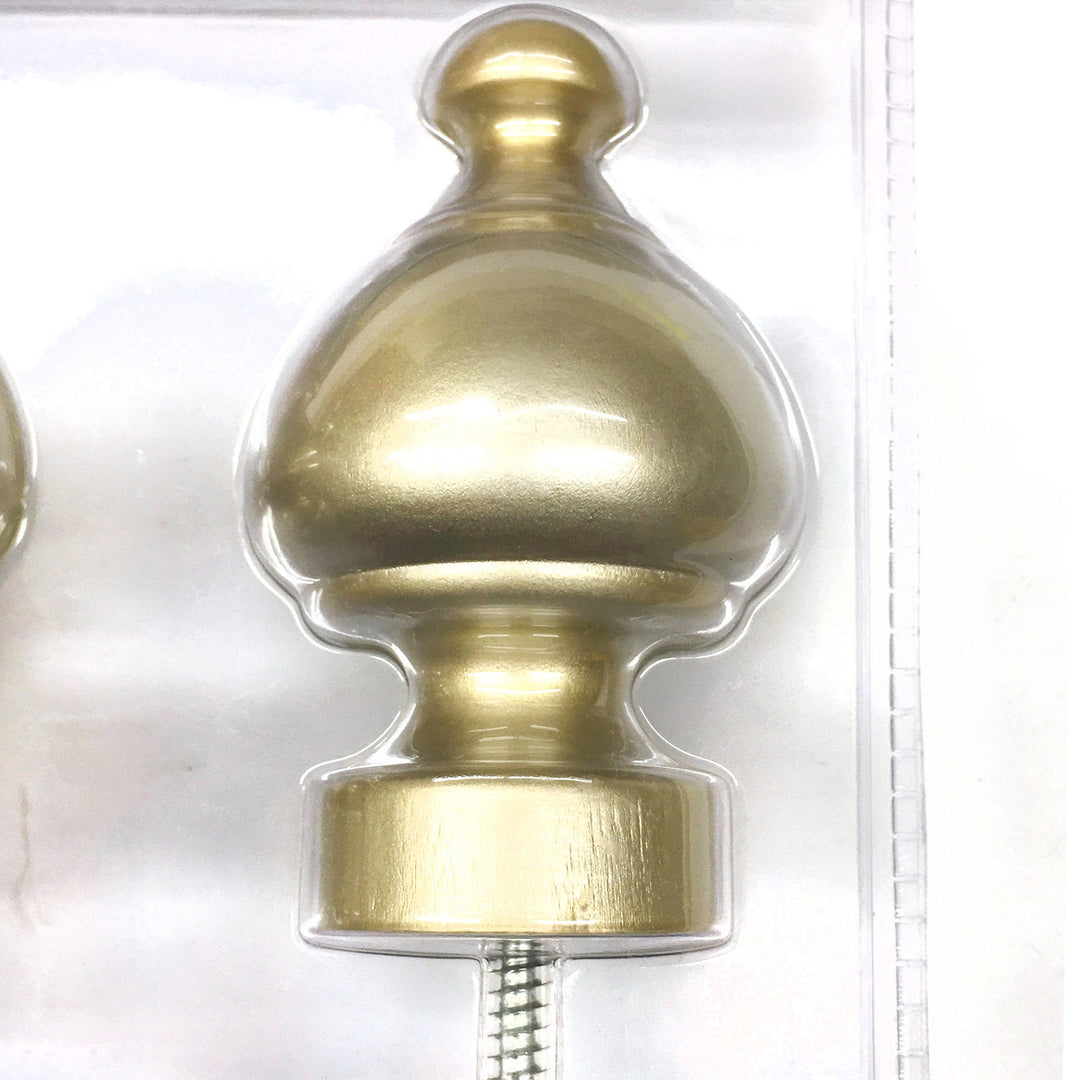 PAIR / For 1  3/8 inch Rod / Drapery Wood Finial for 1  3/8" Pole Adaptor Plug / Drapery Curtain Hardware / Bright Gold Color