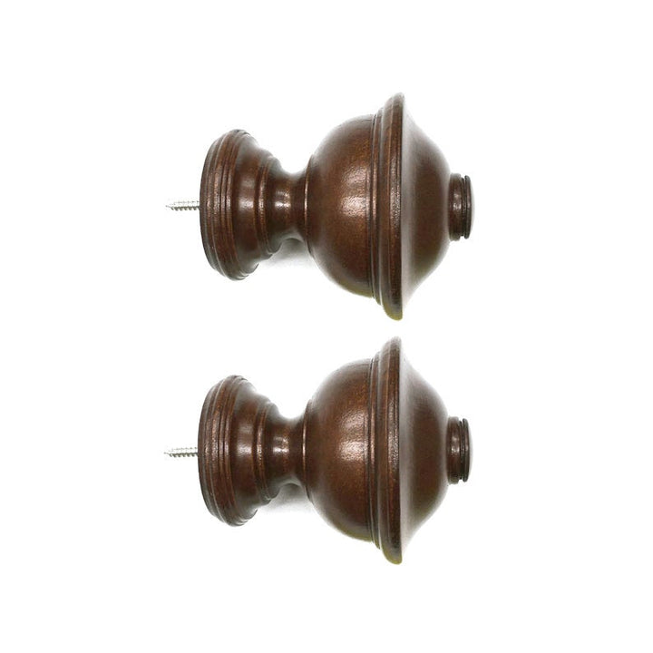 PAIR / For 2 inch Rod / Drapery Wood Finial for 2" Chaucer Pole Adaptor Plug / Drapery Curtain Hardware / Dark Brown Color